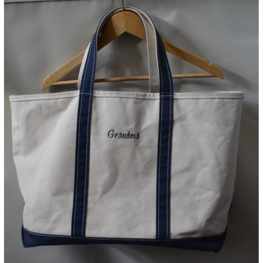 Vintage 2000s L.L. Bean Boat & Tote Extra Large Zip‑Up Canvas Bag Blue Embroider